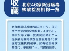 北京公布：46家醫(yī)療衛(wèi)生機(jī)構(gòu)可提供新冠病毒核酸檢測服務(wù)