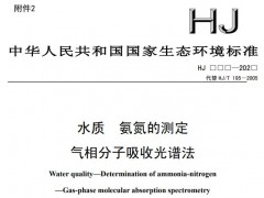 生態(tài)環(huán)境部發(fā)布：水質(zhì) 氨氮的測定 氣相分子吸收光譜法(征求意見稿)