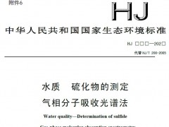 水質(zhì) 硫化物的測定 氣相分子吸收光譜法(征求意見稿) 內(nèi)容摘錄