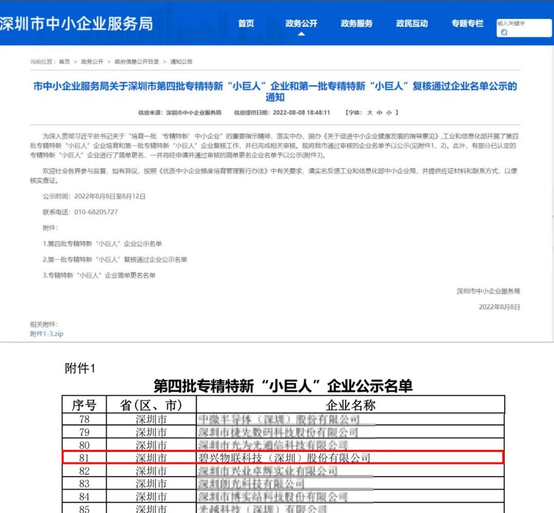 碧興物聯(lián)科技(深圳)股份有限公司榮獲guojia級專精特新“小巨人”企業(yè)稱號