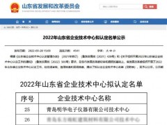青島明華電子儀器擬認(rèn)證為“2022年山東省企業(yè)技術(shù)中心”