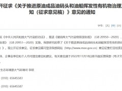 關(guān)于推進(jìn)原油成品油碼頭和油船揮發(fā)性有機(jī)物治理工作的通知(征求意見稿)