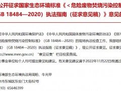《危險廢物焚燒污染控制標準》(GB 18484-2020)執(zhí)法指南(征求意見稿)