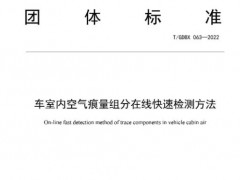 廣東省標(biāo)準(zhǔn)化協(xié)會(huì)發(fā)布團(tuán)標(biāo)：《車(chē)室內(nèi)空氣痕量組分在線快速檢測(cè)方法》