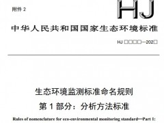 生態(tài)環(huán)境部：生態(tài)環(huán)境監(jiān)測標準命名規(guī)則 第1部分：分析方法標準(征求意見稿 )