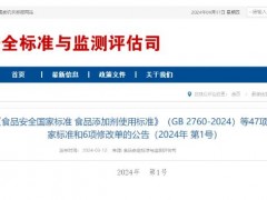 食品添加劑使用標(biāo)準(zhǔn)(GB?2760-2024)等47項(xiàng)國(guó)家標(biāo)準(zhǔn)和6項(xiàng)修改單